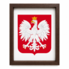 Godło Polski w brązowej ramie A4 Godło Polski w ciemnobrązowej drewnianej ramie A4