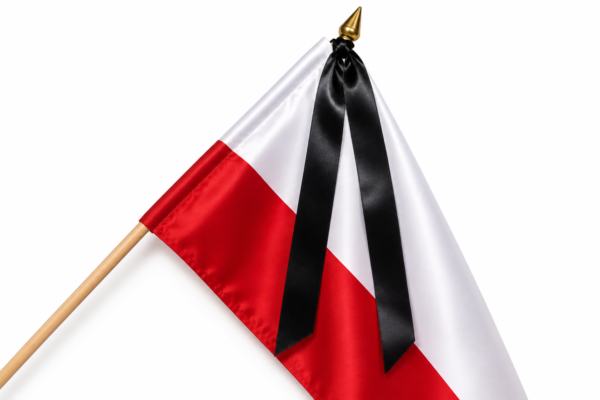Kir żałobny do flagi – czarna wstążka atłasowa 50 mm