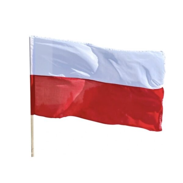 Flaga Polski z drzewcem Flaga Polski z drzewcem