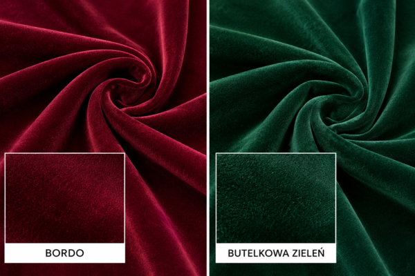 Porównanie aksamitów bordo i butelkowa zieleń Porównanie aksamitów bordo i butelkowa zieleń