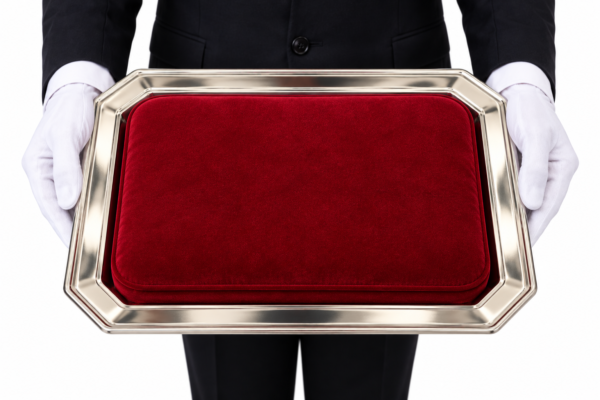 Taca na medale i odznaczenia 31 × 24 cm z bordową poduszką