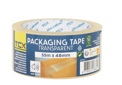 Taśma pakowa transparentna 55m x 48 mm Taśma pakowa transparentna 55m x 48 mm