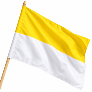 Flaga papieska biało-żółta szyta Flaga papieska biało-żółta szyta z tunelem na drzewiec
