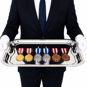 Taca na medale i odznaczenia – prezentacja z medalami Taca na medale i odznaczenia 31 × 24 cm z medalami